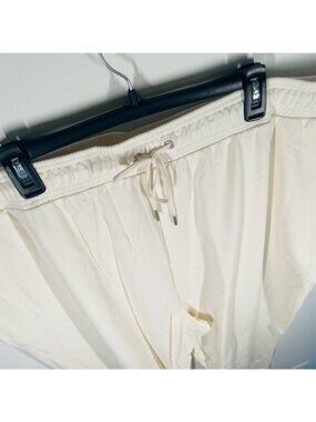 Auden Womens 2x or 3x Cream Drawstring Jogger Pants With Cuffed Ankles Casual Lo